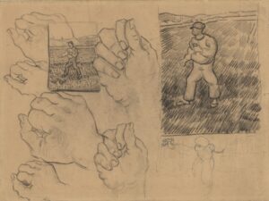 Studies van een zaaier en een hand Vincent van Gogh (1853 - 1890), Saint-Rémy-de-Provence, maart-april 1890