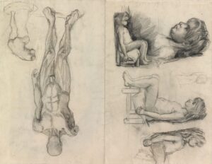 Studies van een zittend meisje, spierman en Venus Vincent van Gogh (1853 - 1890), Parijs, maart-mei 1886