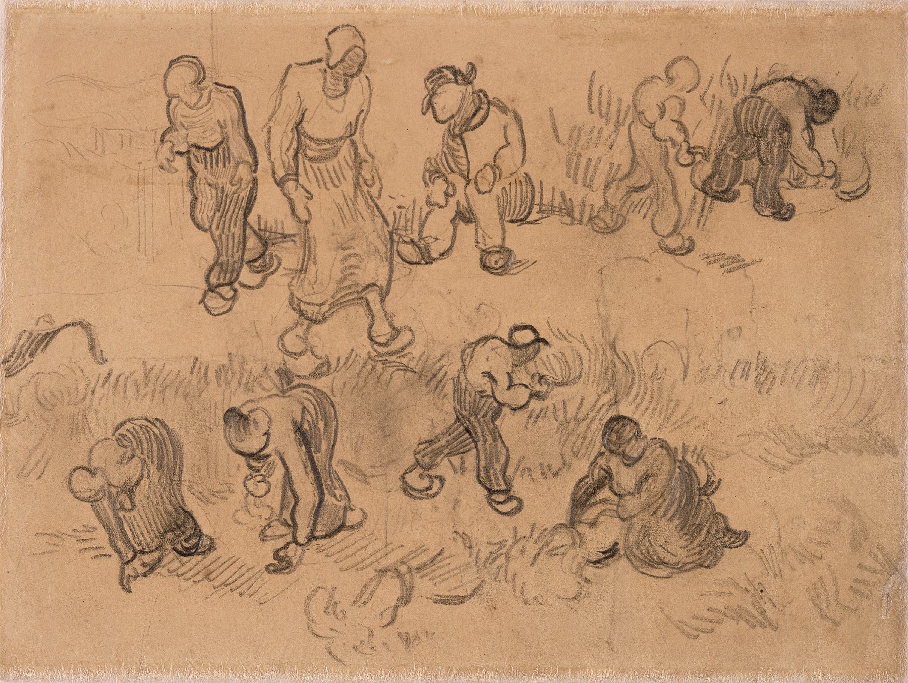 Studies van werkende figuren Vincent van Gogh (1853 - 1890), Saint-Rémy-de-Provence, maart-april 1890