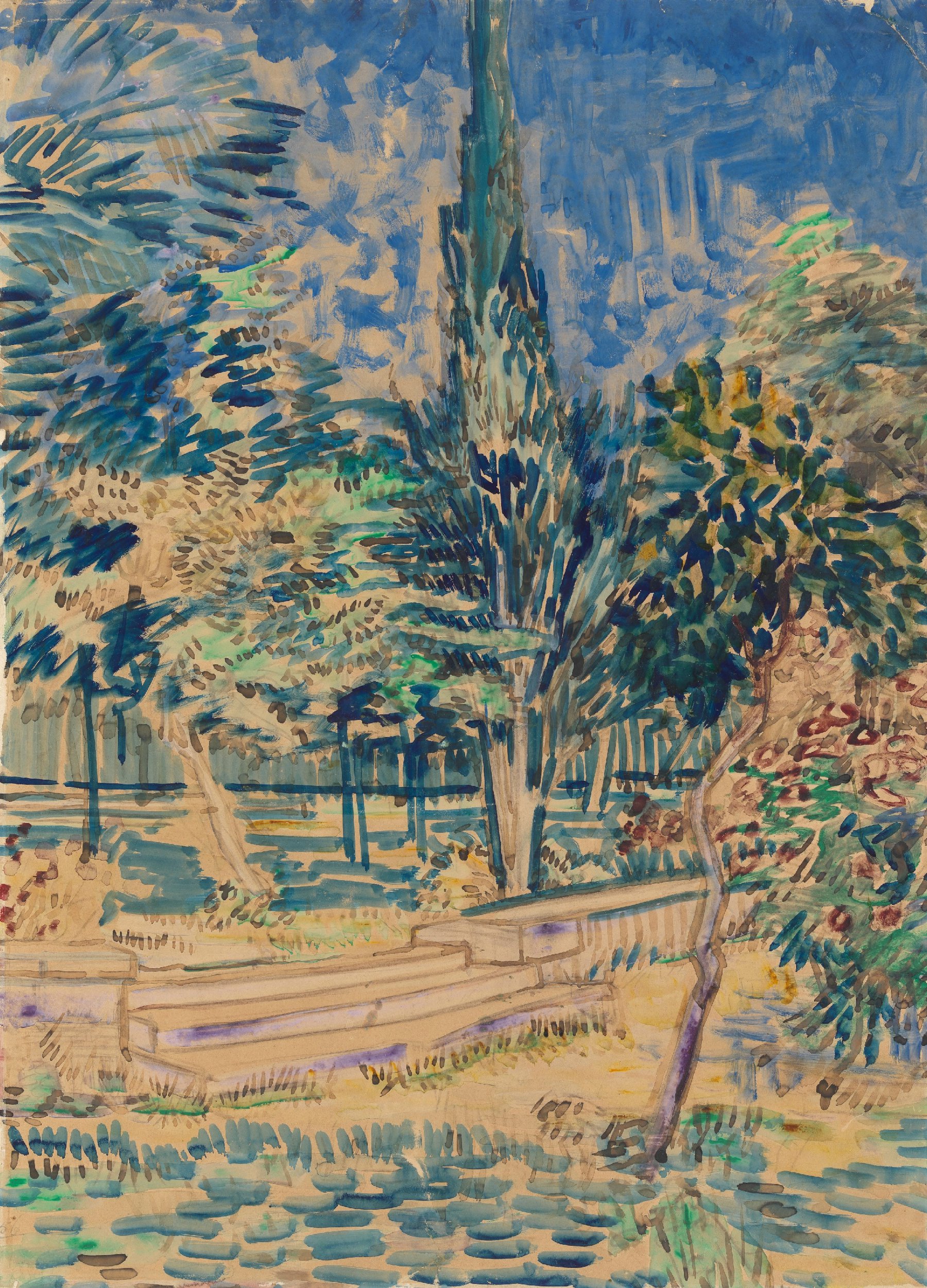 Trap in de tuin van de inrichting Vincent van Gogh (1853 - 1890), Saint-Rémy-de-Provence, mei-juni 1889