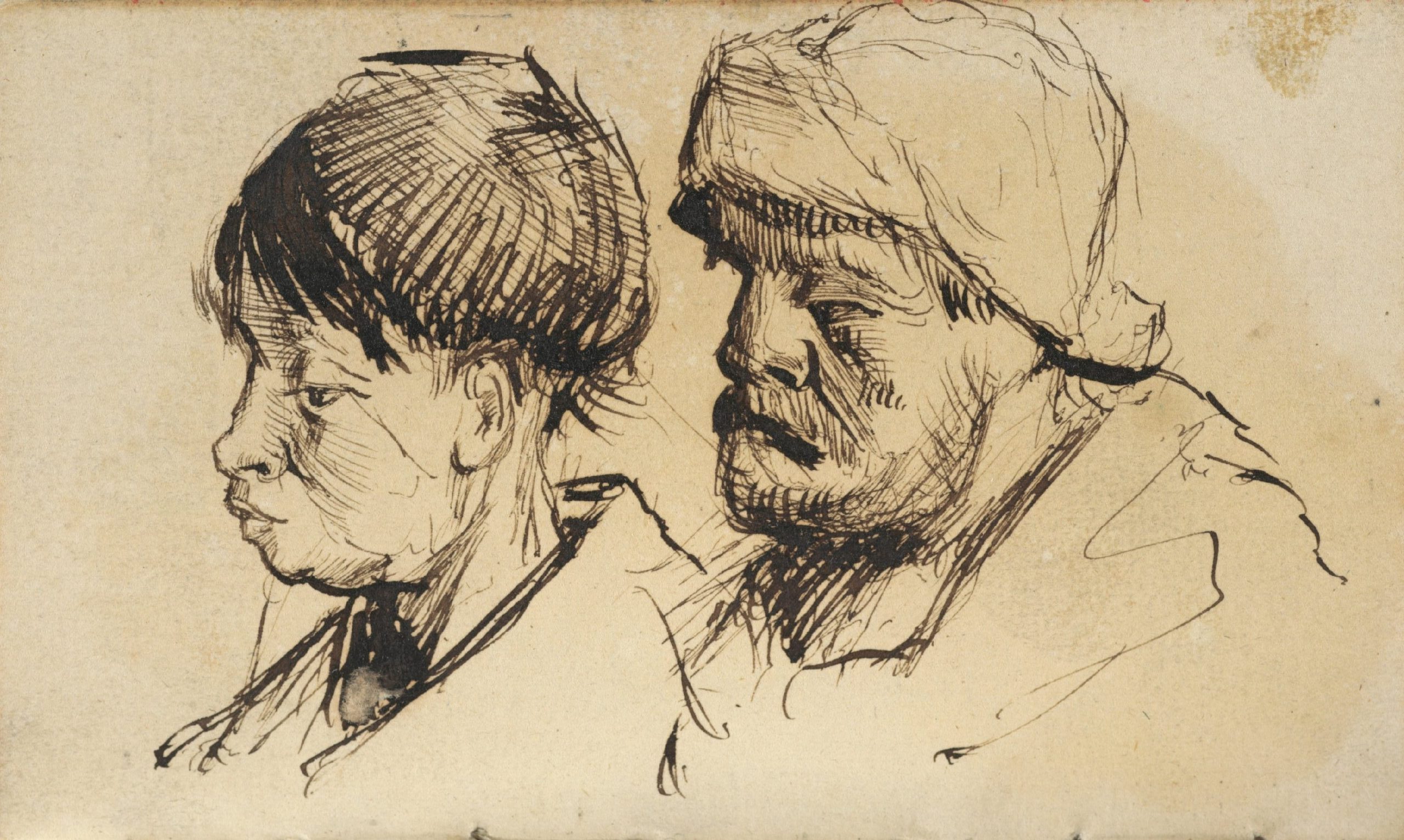 Twee koppen Vincent van Gogh (1853 - 1890), Nuenen, november 1884-september 1885