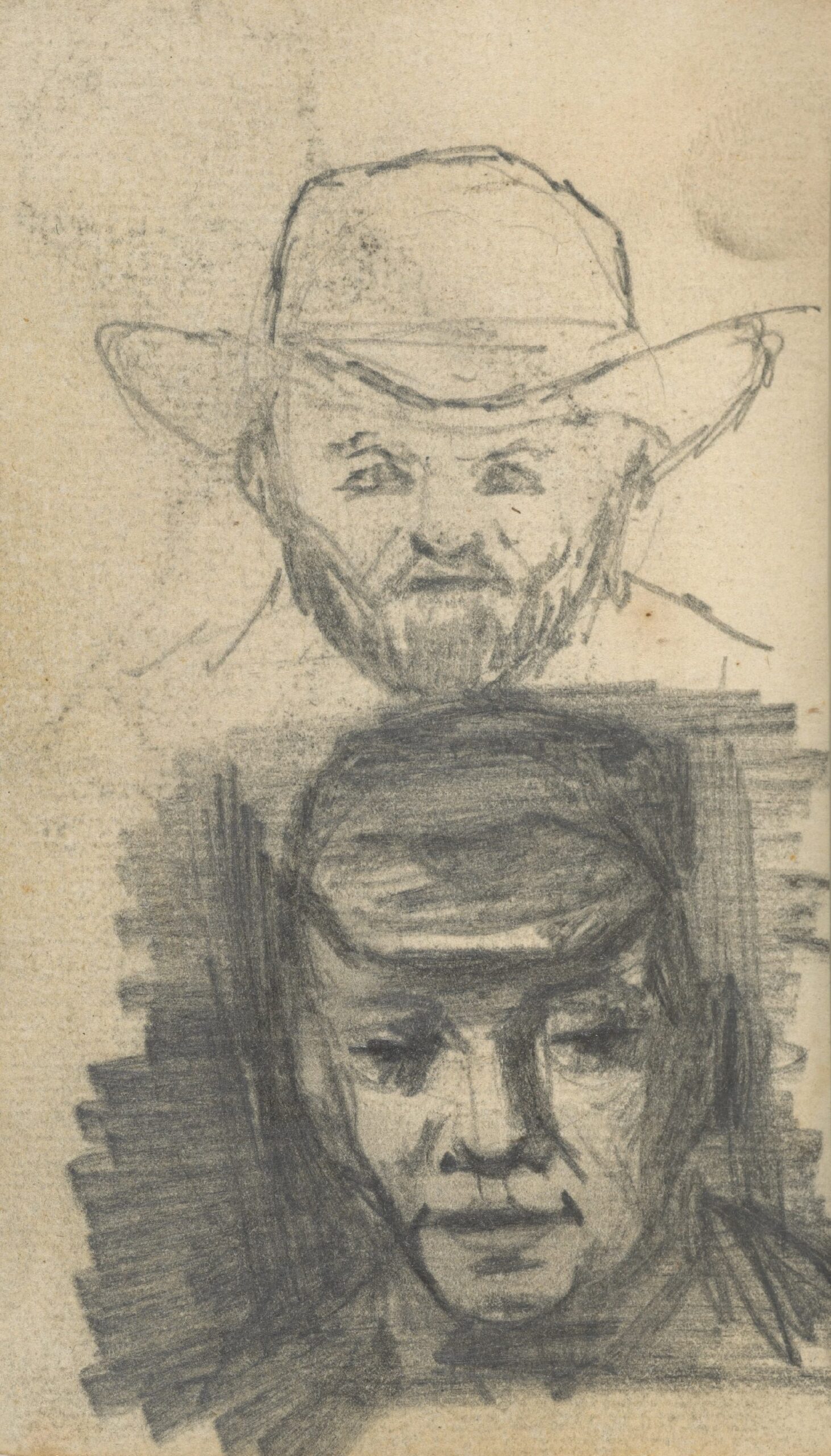 Twee mannenkoppen Vincent van Gogh (1853 - 1890), Nuenen, november 1884-september 1885
