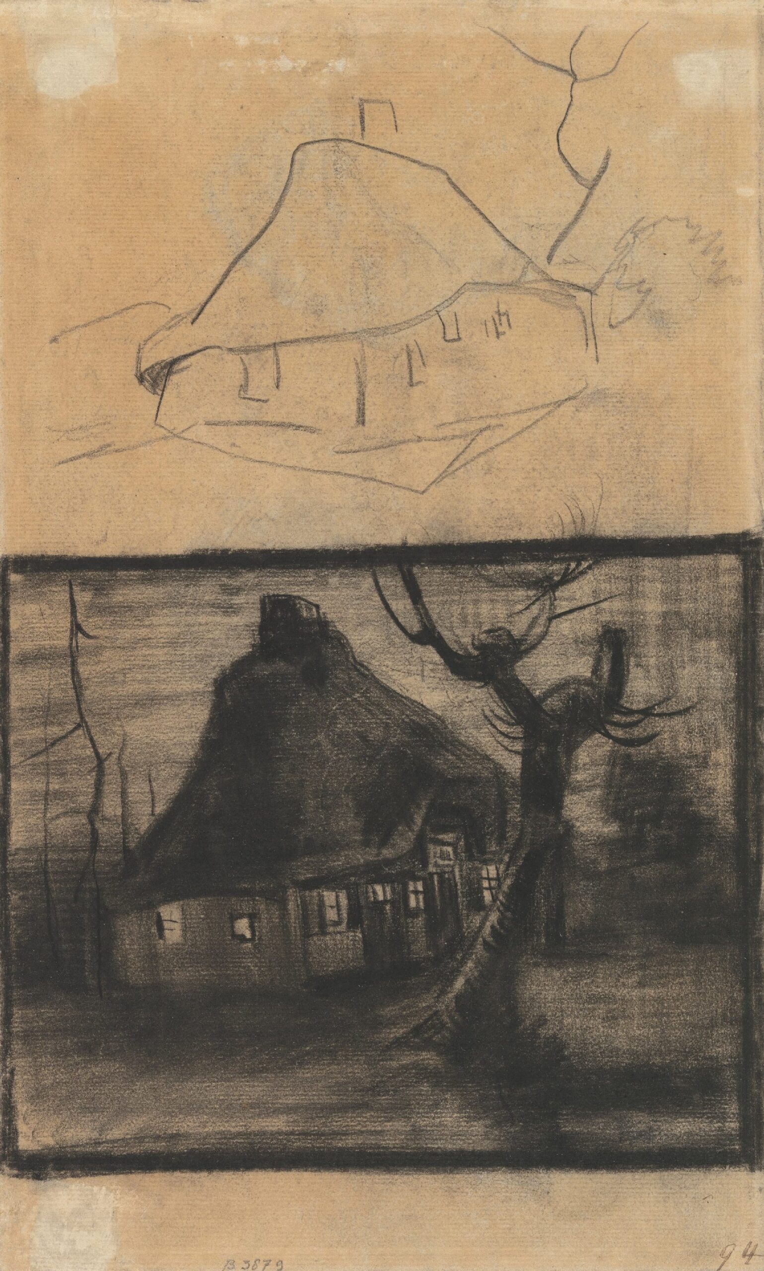 Twee studies van een hut Vincent van Gogh (1853 - 1890), Nuenen, april-mei 1885