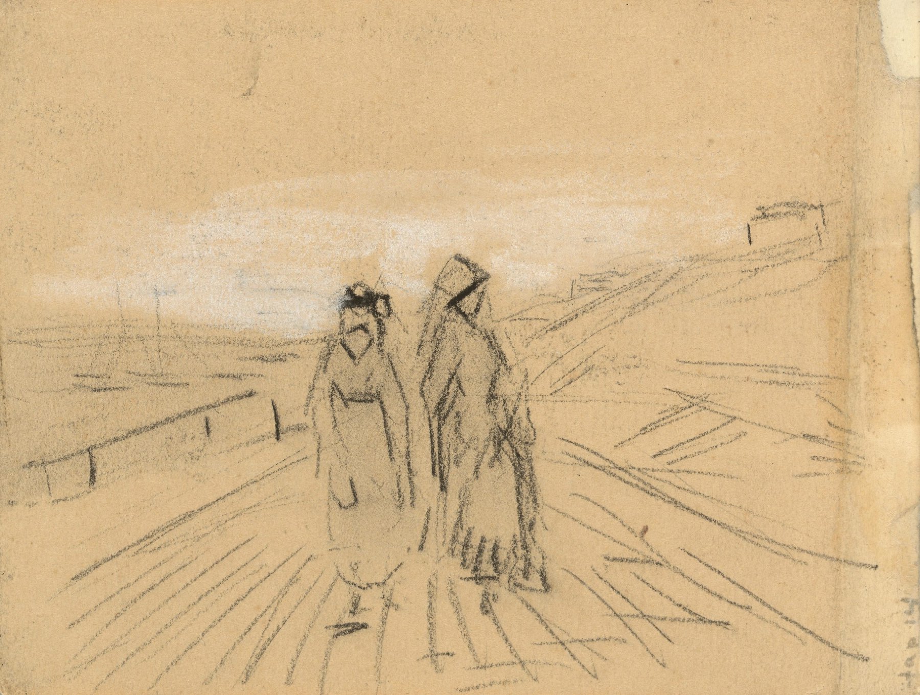 Twee vrouwen op een kade Vincent van Gogh (1853 - 1890), Antwerpen, december 1885-januari 1886
