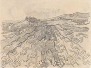 Veld met zaaier Vincent van Gogh (1853 - 1890), Saint-Rémy-de-Provence, maart-april 1890