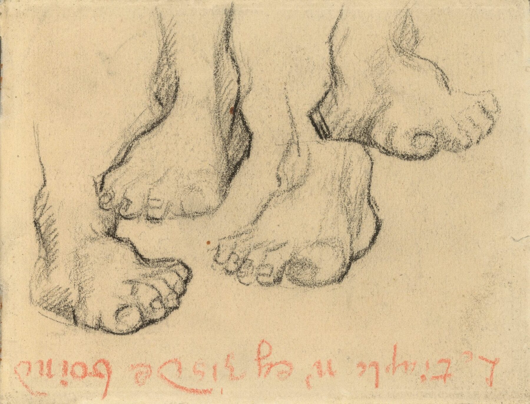 Vier voeten en notitie Vincent van Gogh (1853 - 1890), februari-juni 1886