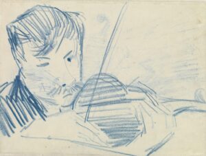 Violist van voren gezien Vincent van Gogh (1853 - 1890), Parijs, januari-april 1887