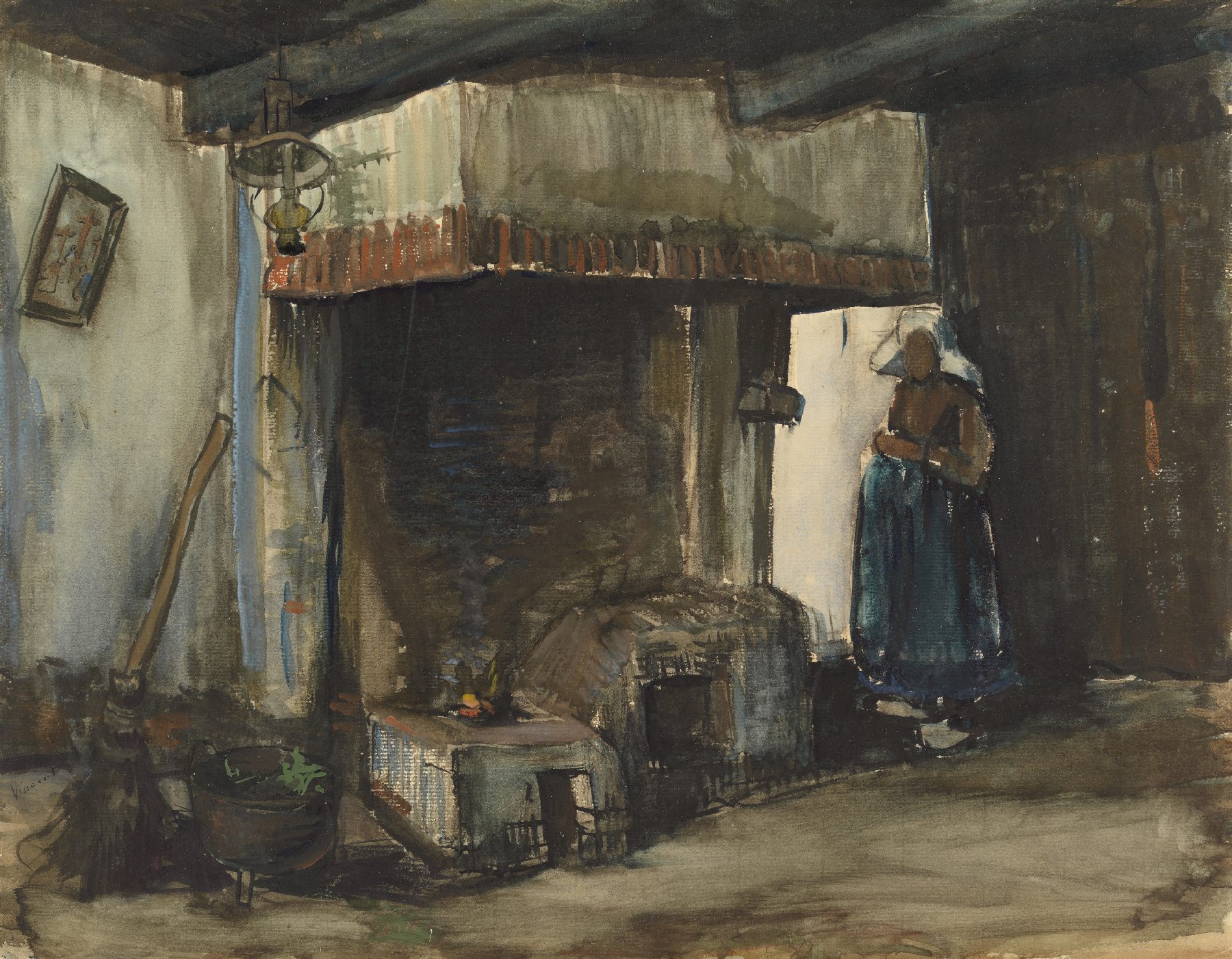 Vrouw bij de haard Vincent van Gogh (1853 - 1890), Nuenen, augustus 1885