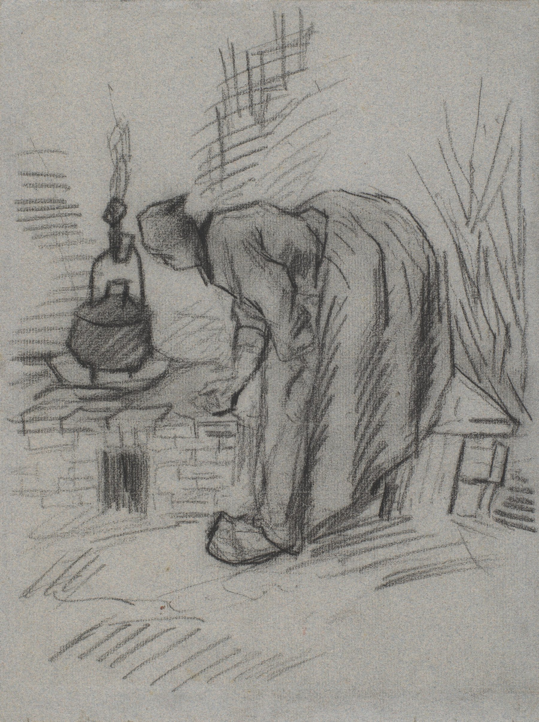 Vrouw bij het haardvuur Vincent van Gogh (1853 - 1890), Nuenen, mei-juli 1885