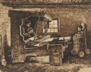 Wever en baby in een kinderstoel Vincent van Gogh (1853 - 1890), Nuenen, januari 1884