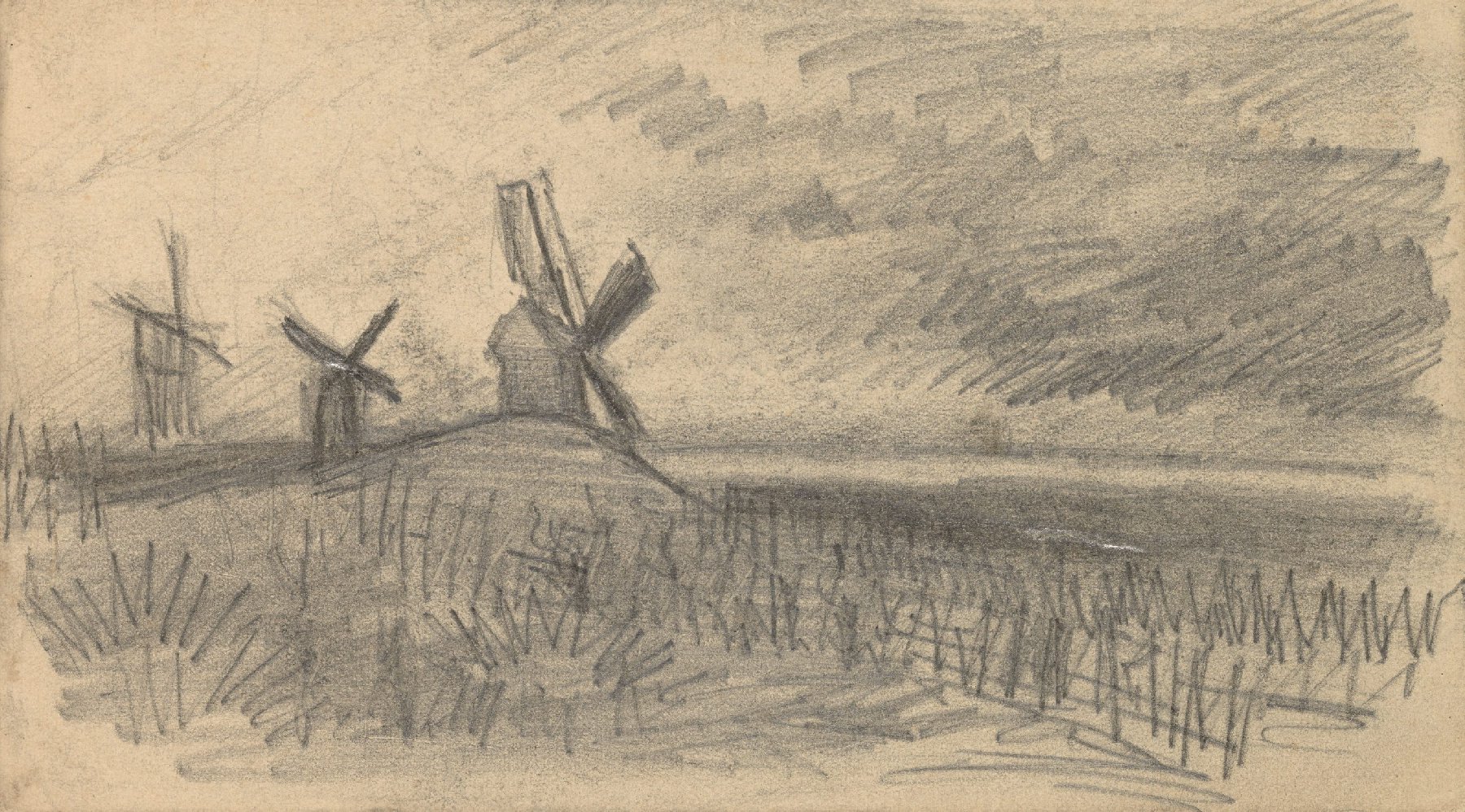 Windmolens bij Montmartre Vincent van Gogh (1853 - 1890), Parijs, februari – juni 1886