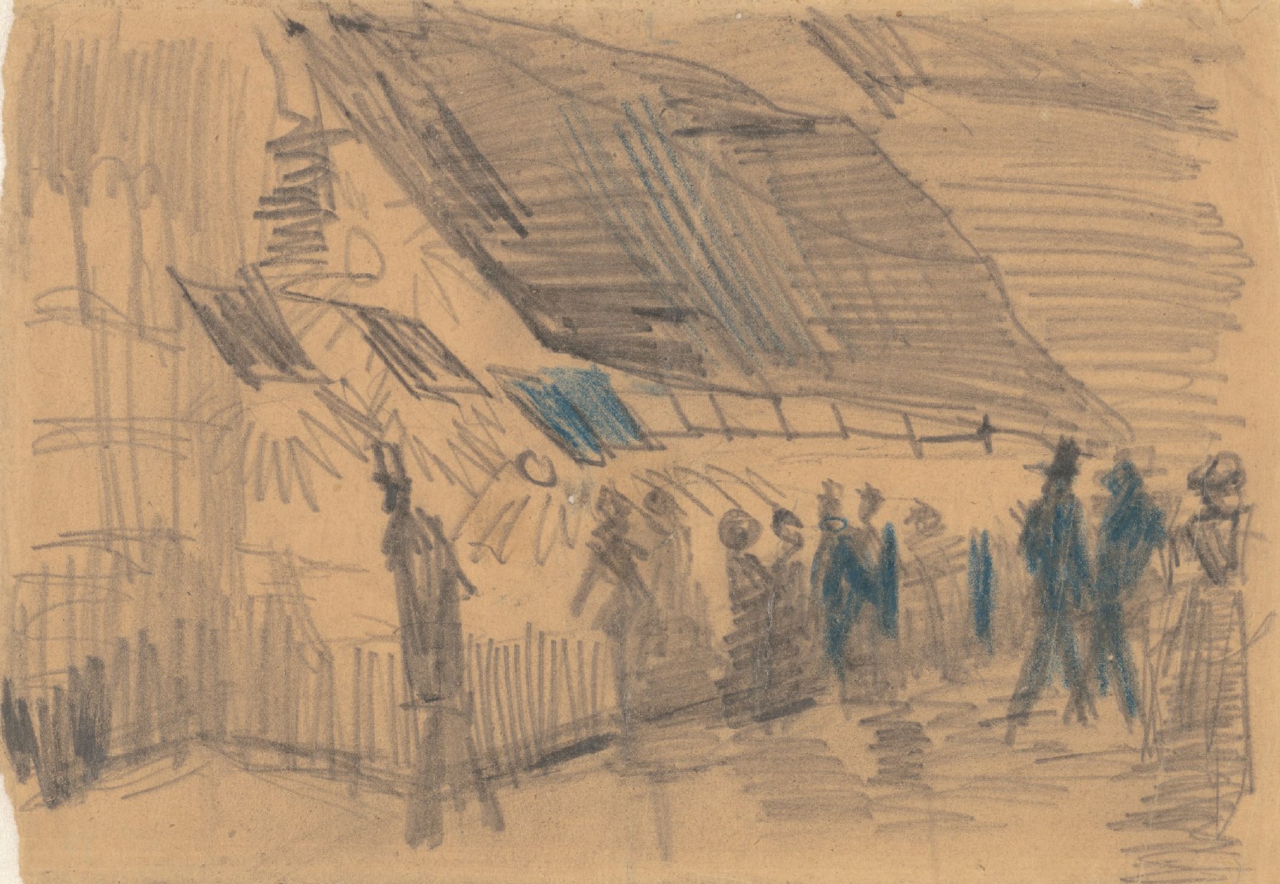 Winkelstraat in Montmartre bij avond Vincent van Gogh (1853 - 1890), Parijs, mei-oktober 1887