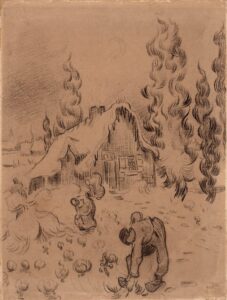 Winterlandschap met werkende figuren Vincent van Gogh (1853 - 1890), Saint-Rémy-de-Provence, maart-april 1890