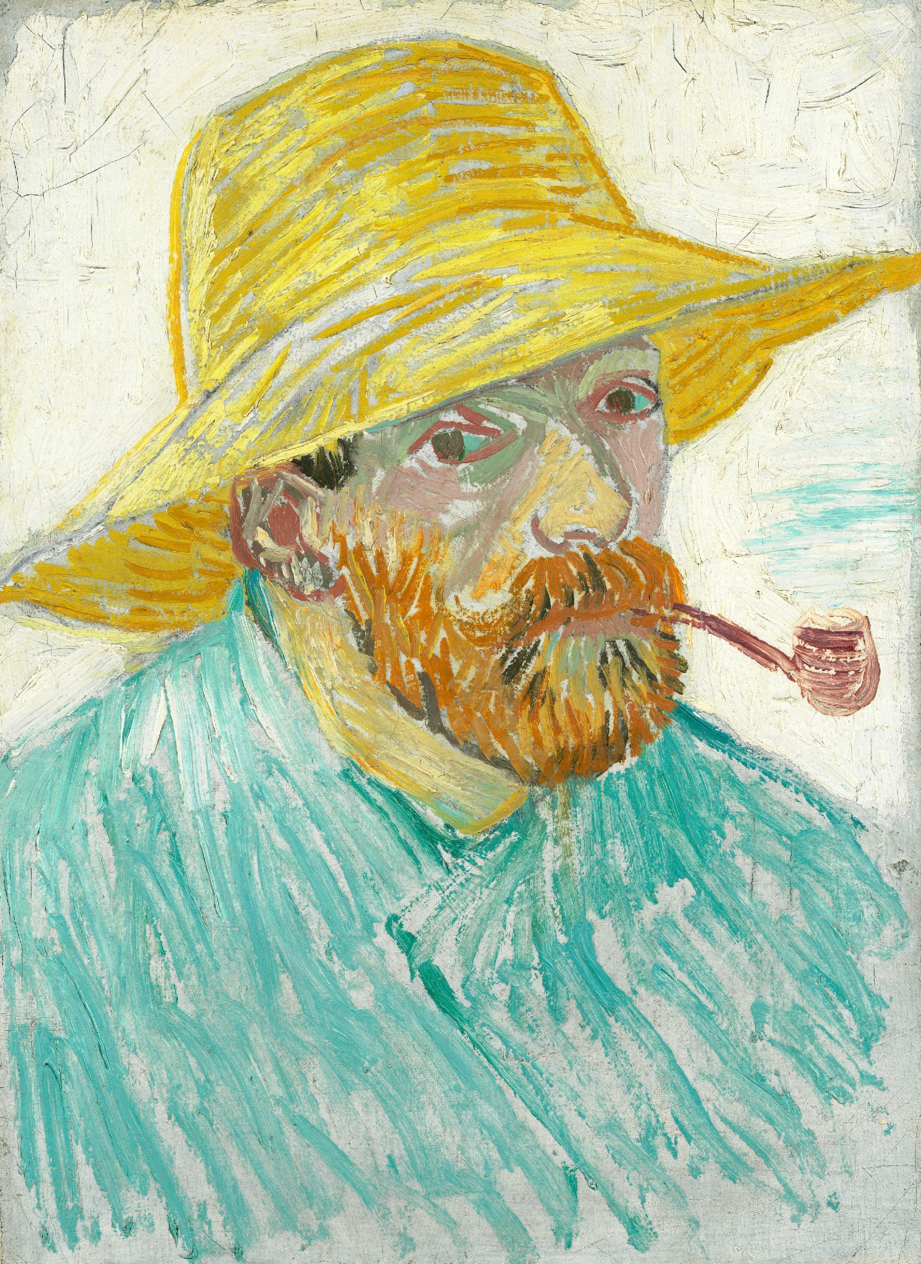 Zelfportret met pijp en strohoed Vincent van Gogh (1853 - 1890), Parijs, september-oktober 1887