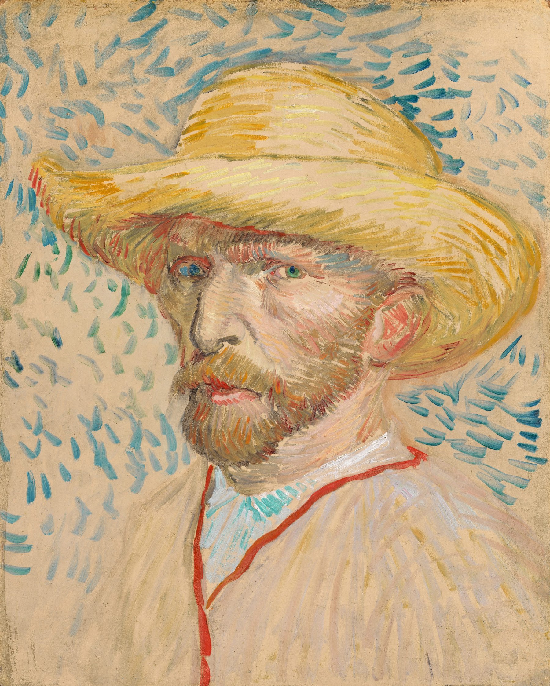 Zelfportret met strohoed Vincent van Gogh (1853 - 1890), Parijs, augustus-september 1887
