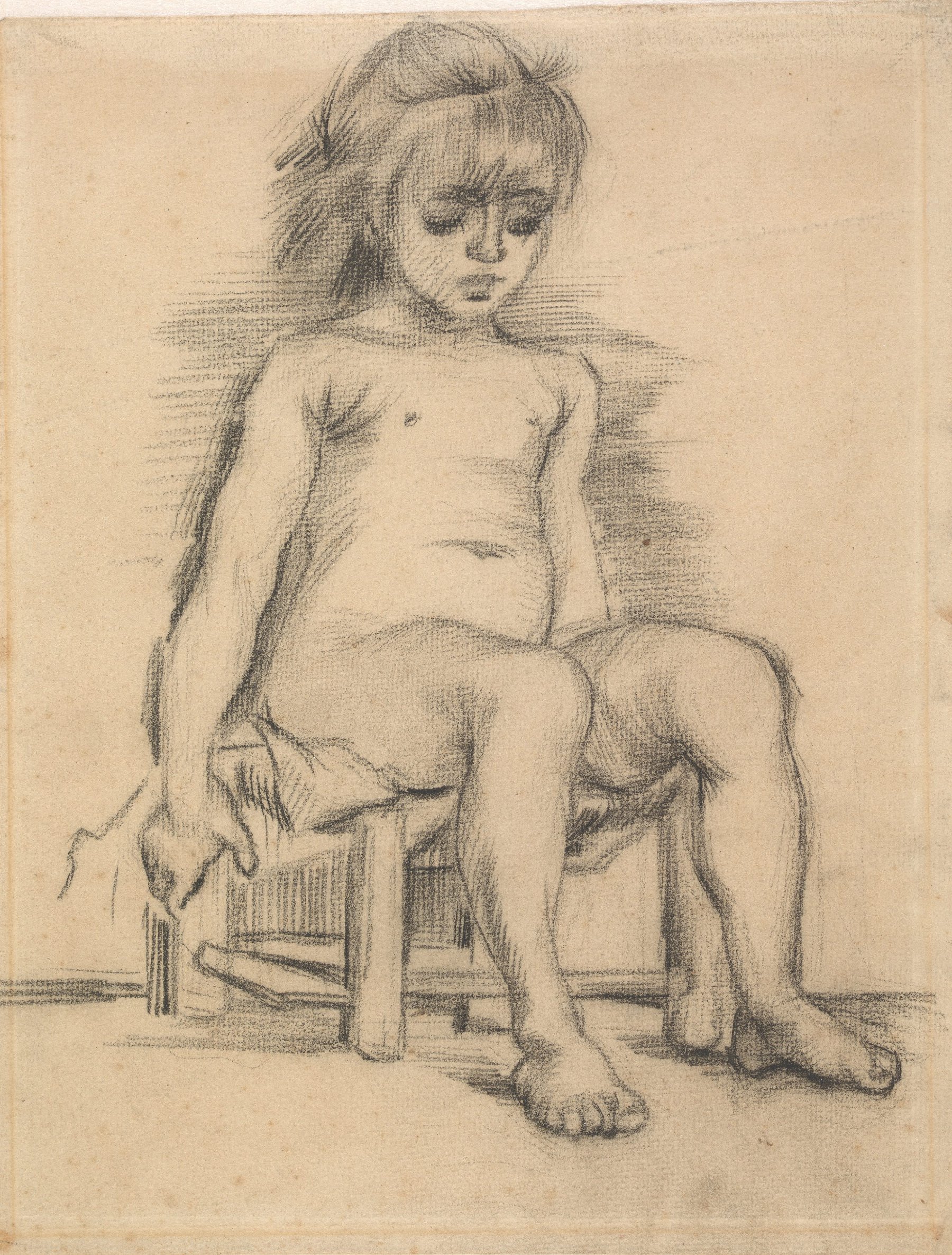 Zittend meisje van voren gezien Vincent van Gogh (1853 - 1890), Parijs, maart-mei 1886
