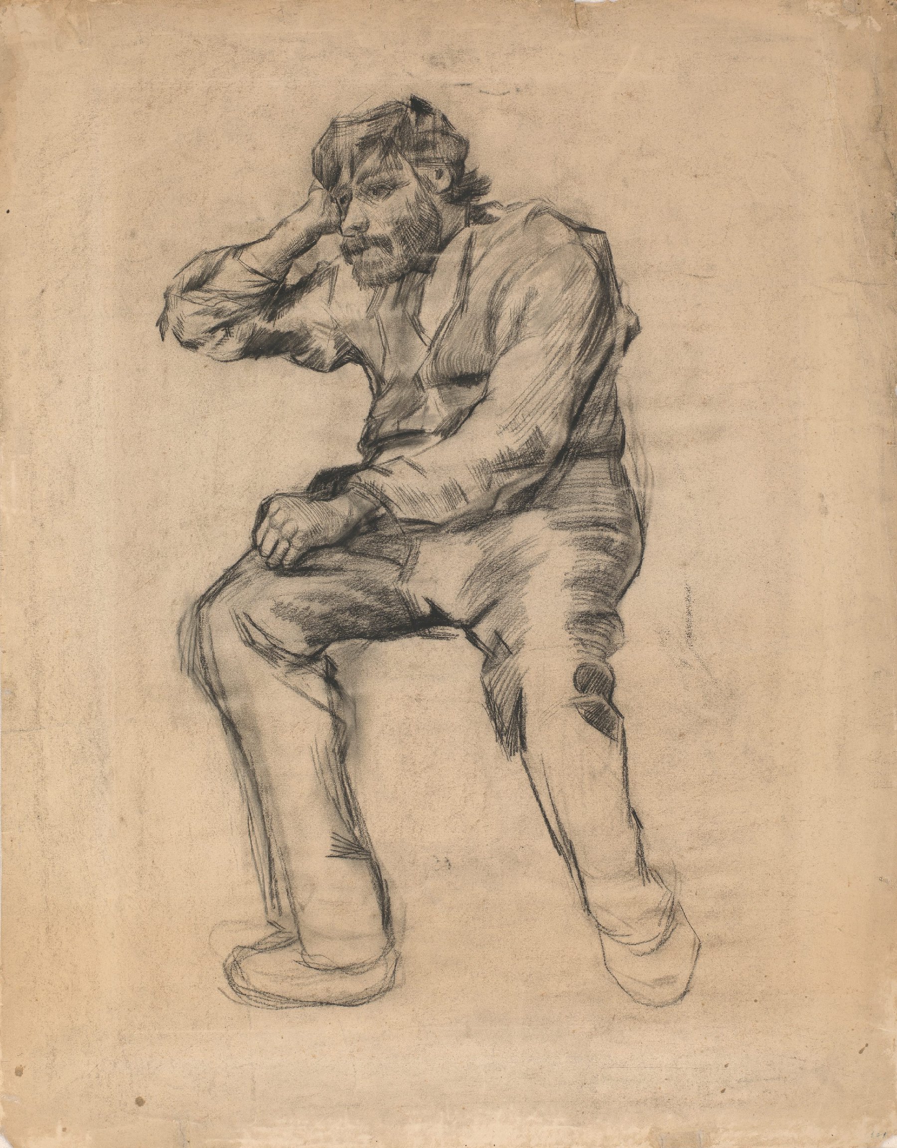 Zittende man met baard Vincent van Gogh (1853 - 1890), Antwerpen, januari-februari 1886