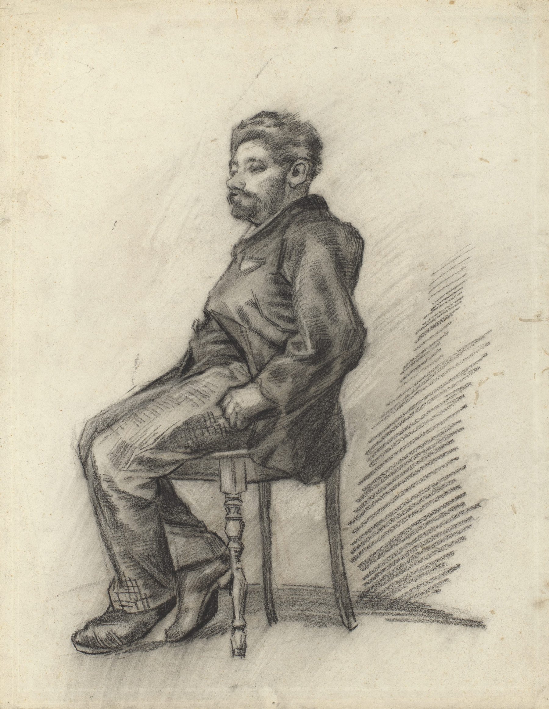 Zittende man met baard Vincent van Gogh (1853 - 1890), Antwerpen, januari- februari 1886
