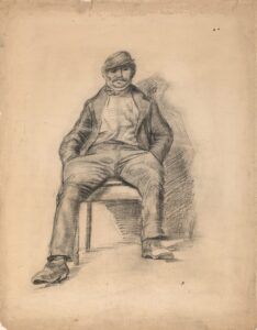 Zittende man met snor en pet Vincent van Gogh (1853 - 1890), Antwerpen, januari-februari 1886
