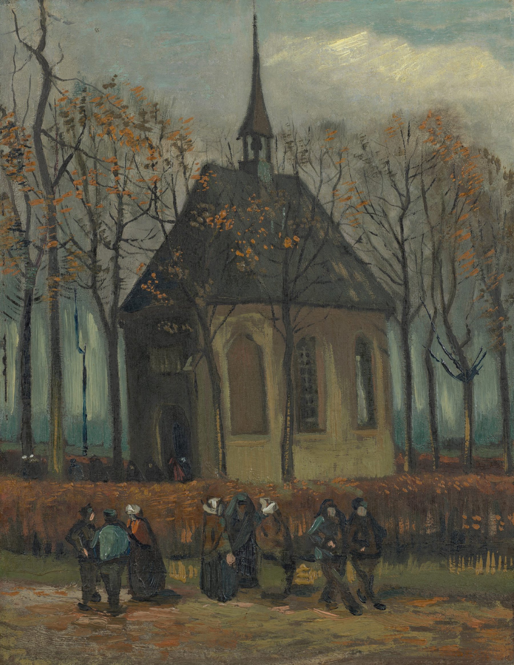Het uitgaan van de Hervormde Kerk te Nuenen Vincent van Gogh (1853 - 1890), Nuenen, januari-februari 1884 en herfst 1885
