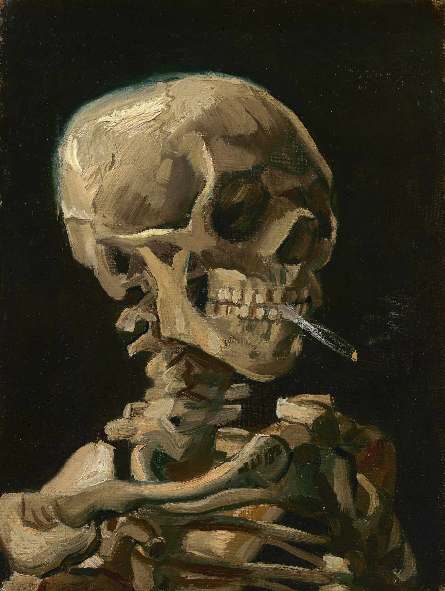 Kop van een skelet met brandende sigaret Vincent van Gogh (1853 - 1890), Antwerpen, januari-februari 1886