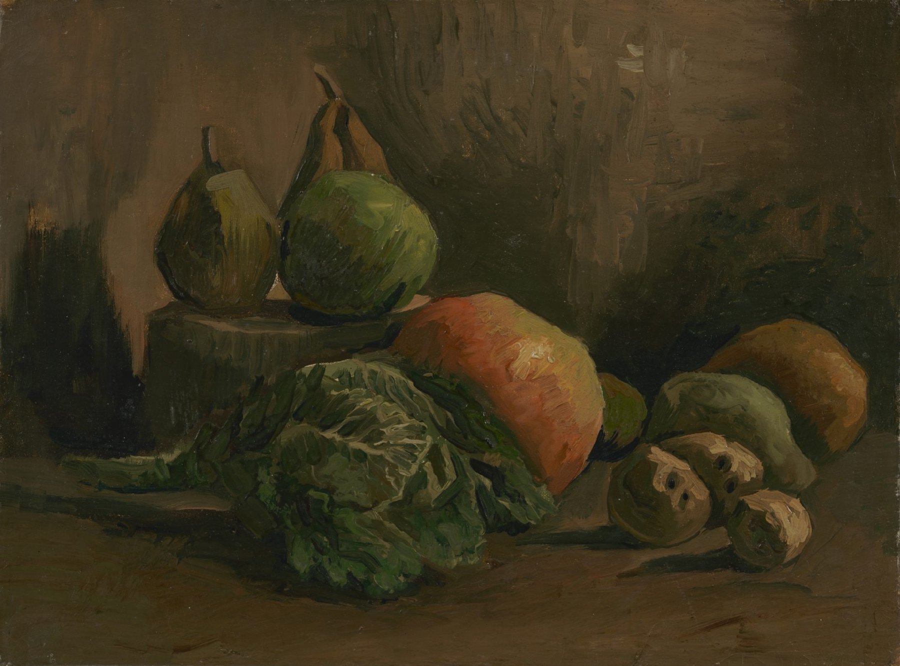 Stilleven met groente en fruit Vincent van Gogh (1853 - 1890), Nuenen, herfst 1884