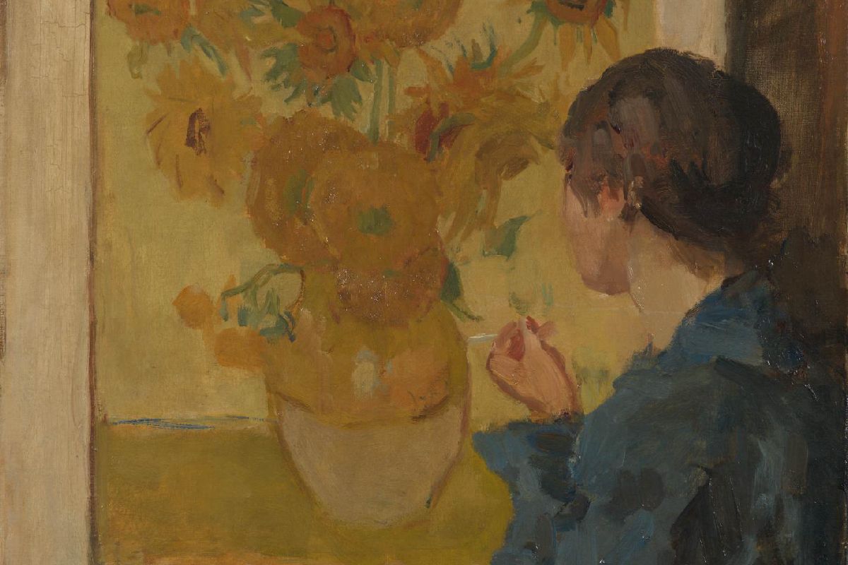 Isaac Israels Vrouw voor Van Goghs Zonnebloemen 1920