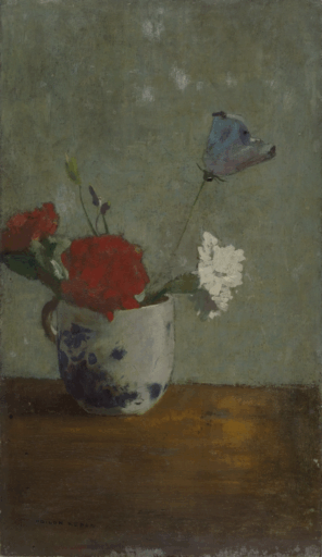 Odilon Redon bloemblaadjes in een kom Chinees porselein.